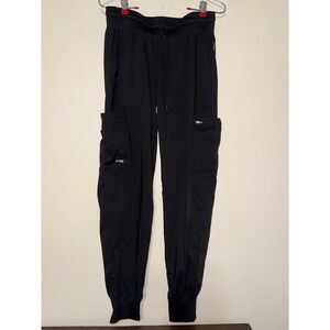 Greys Anatomy Black Spandex Stretch‎ Cargo Scrub Pants Womens Size Small